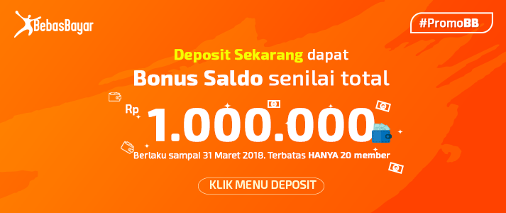 Deposit Dapat Saldo senilai total Rp1.000.000